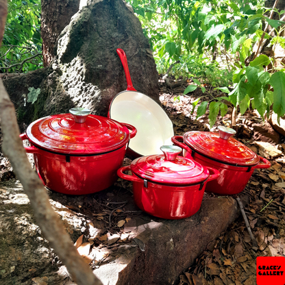 Leopard 7-Piece Enameled Cast Iron Cookware Set