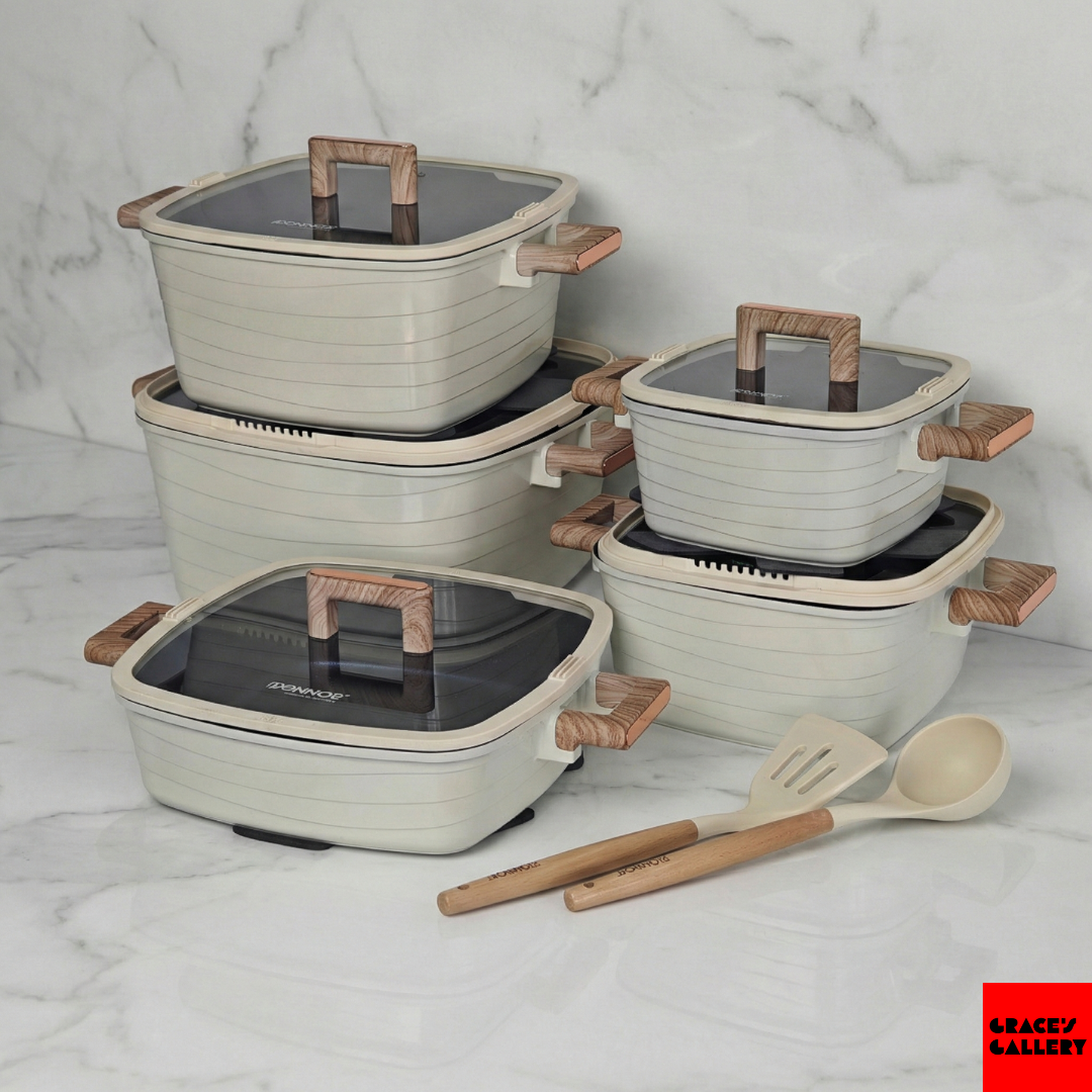 Donnor: 12-Piece Granite Square Cookware Set (Induction Ready)