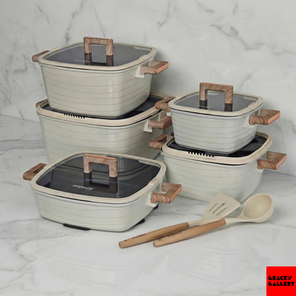 Donnor: 12-Piece Granite Square Cookware Set (Induction Ready)