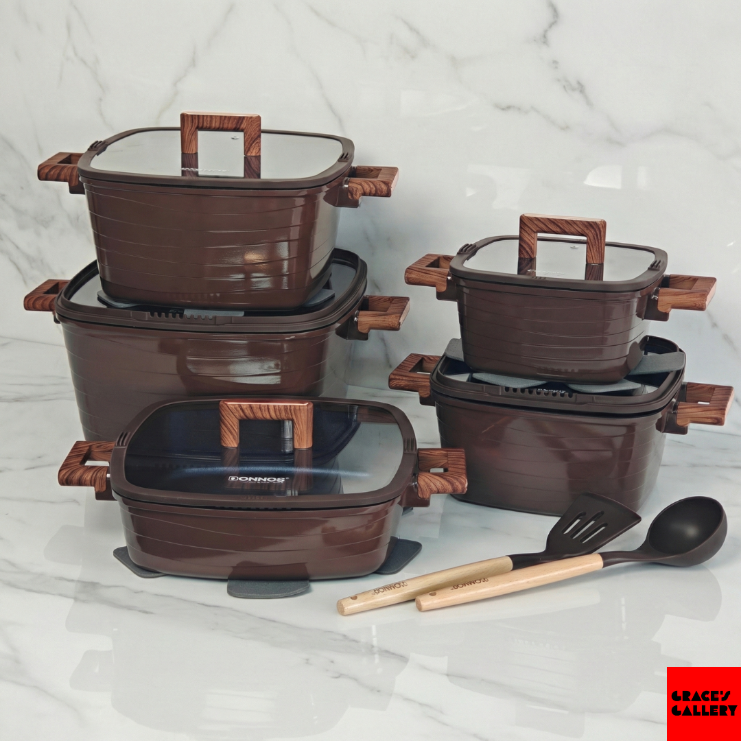 Donnor: 12-Piece Granite Square Cookware Set (Induction Ready)