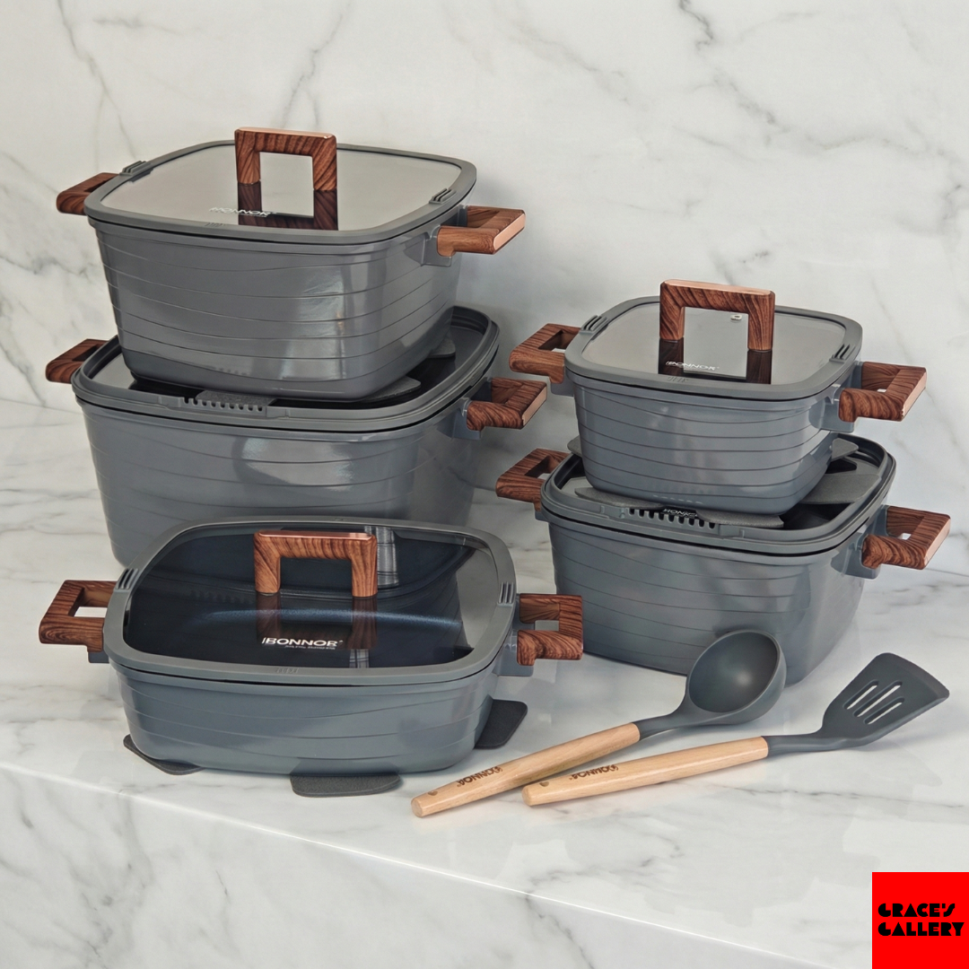 Donnor: 12-Piece Granite Square Cookware Set (Induction Ready)