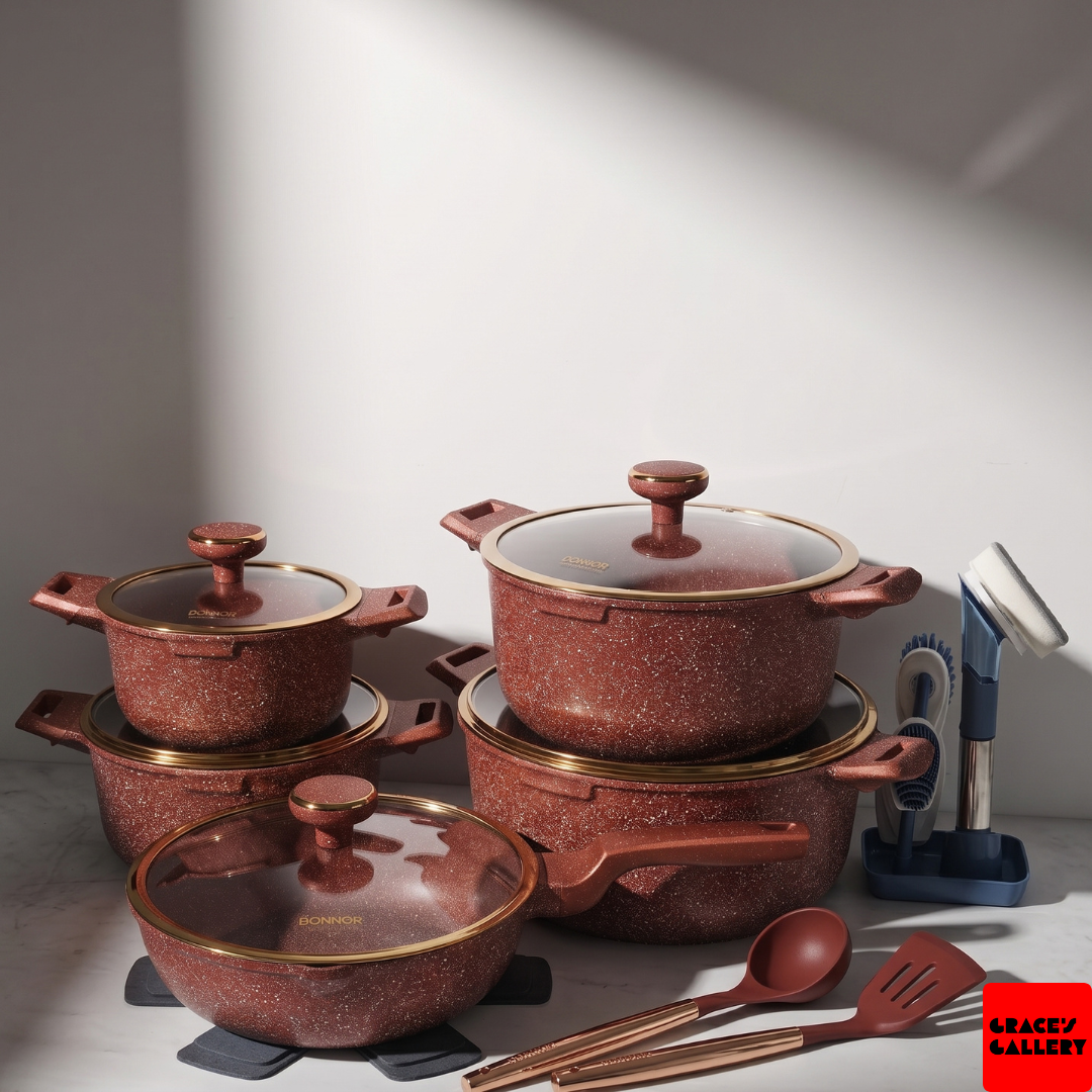 Donnor: Vera 15-Piece Granite Cookware Set [plus 1 Free frying pan]