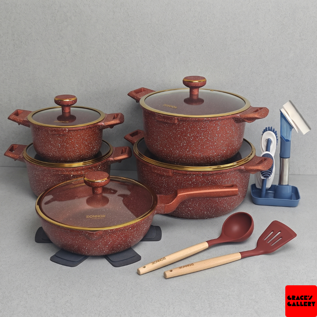 Donnor: Vera 15-Piece Granite Cookware Set [plus 1 Free frying pan]