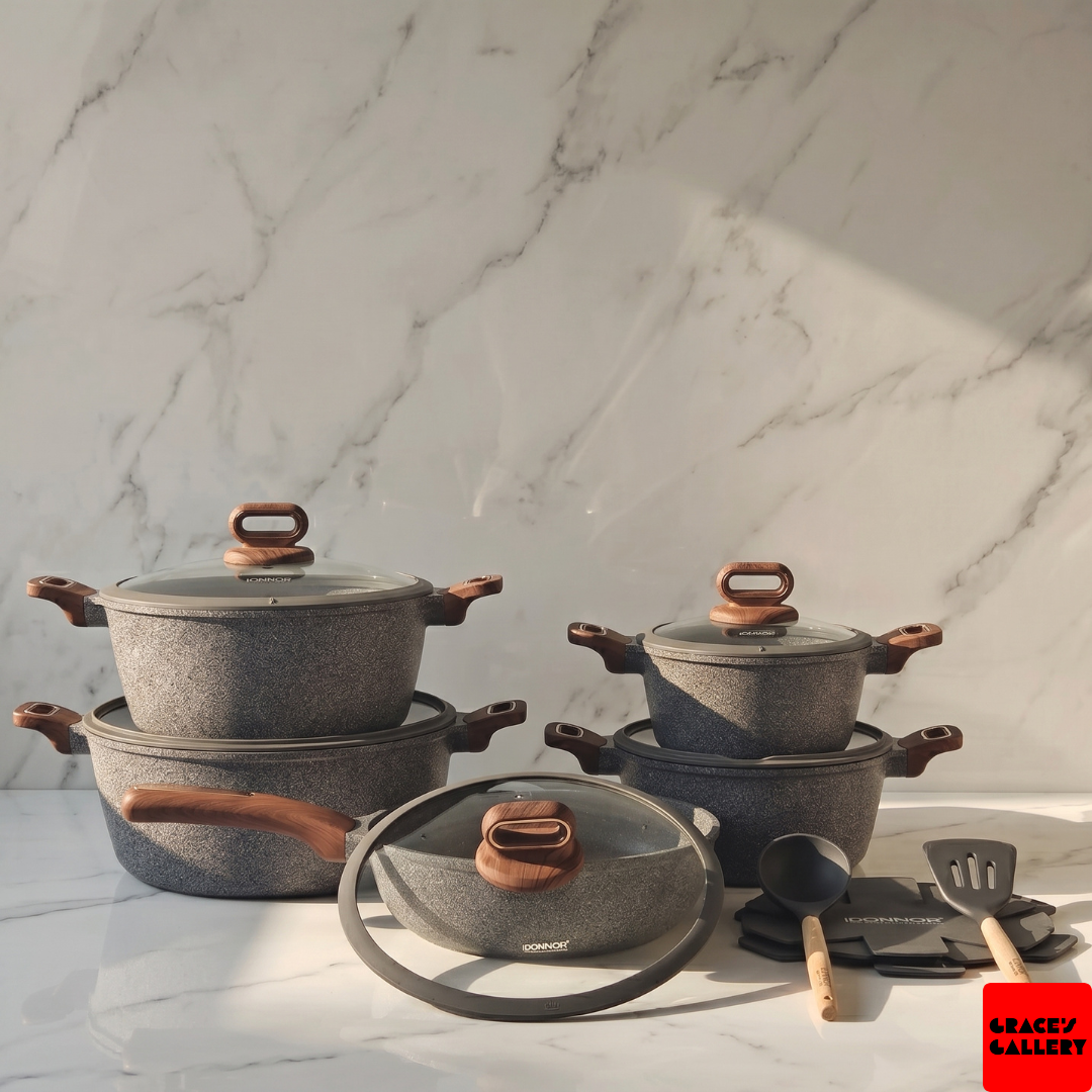 Donnor: Berry 15-Piece Granite Cookware Set