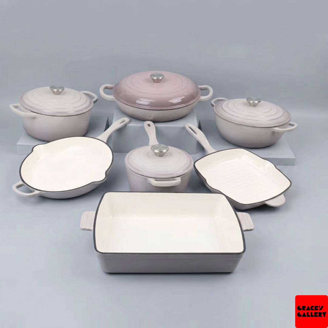 Leopard 11-Piece Enameled Cast Iron Cookware Set