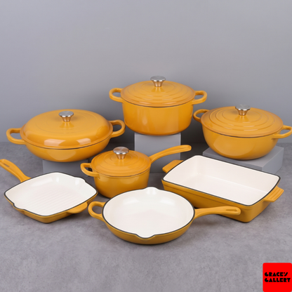 Leopard 11-Piece Enameled Cast Iron Cookware Set