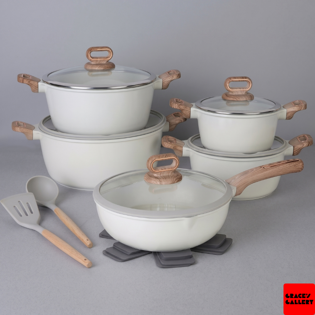 Donnor: Berry 15-Piece Granite Cookware Set
