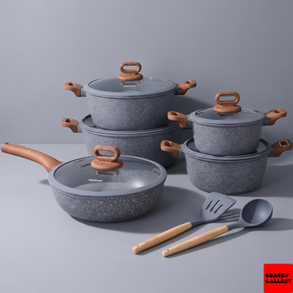Donnor: Berry 15-Piece Granite Cookware Set