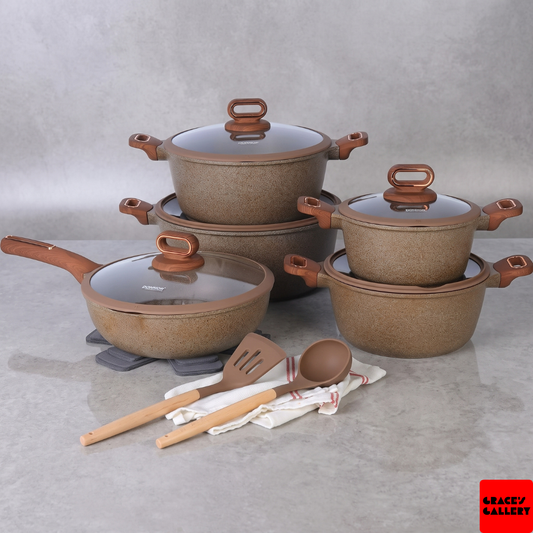Donnor: Berry 15-Piece Granite Cookware Set