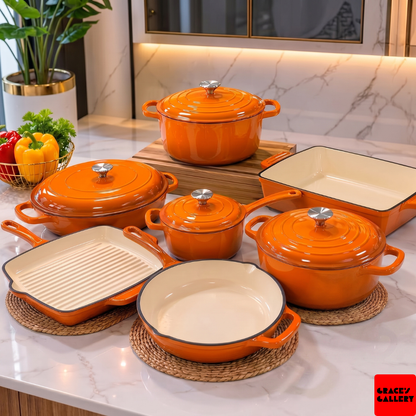 Leopard 11-Piece Enameled Cast Iron Cookware Set