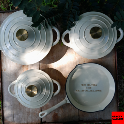 Leopard 7-Piece Enameled Cast Iron Cookware Set