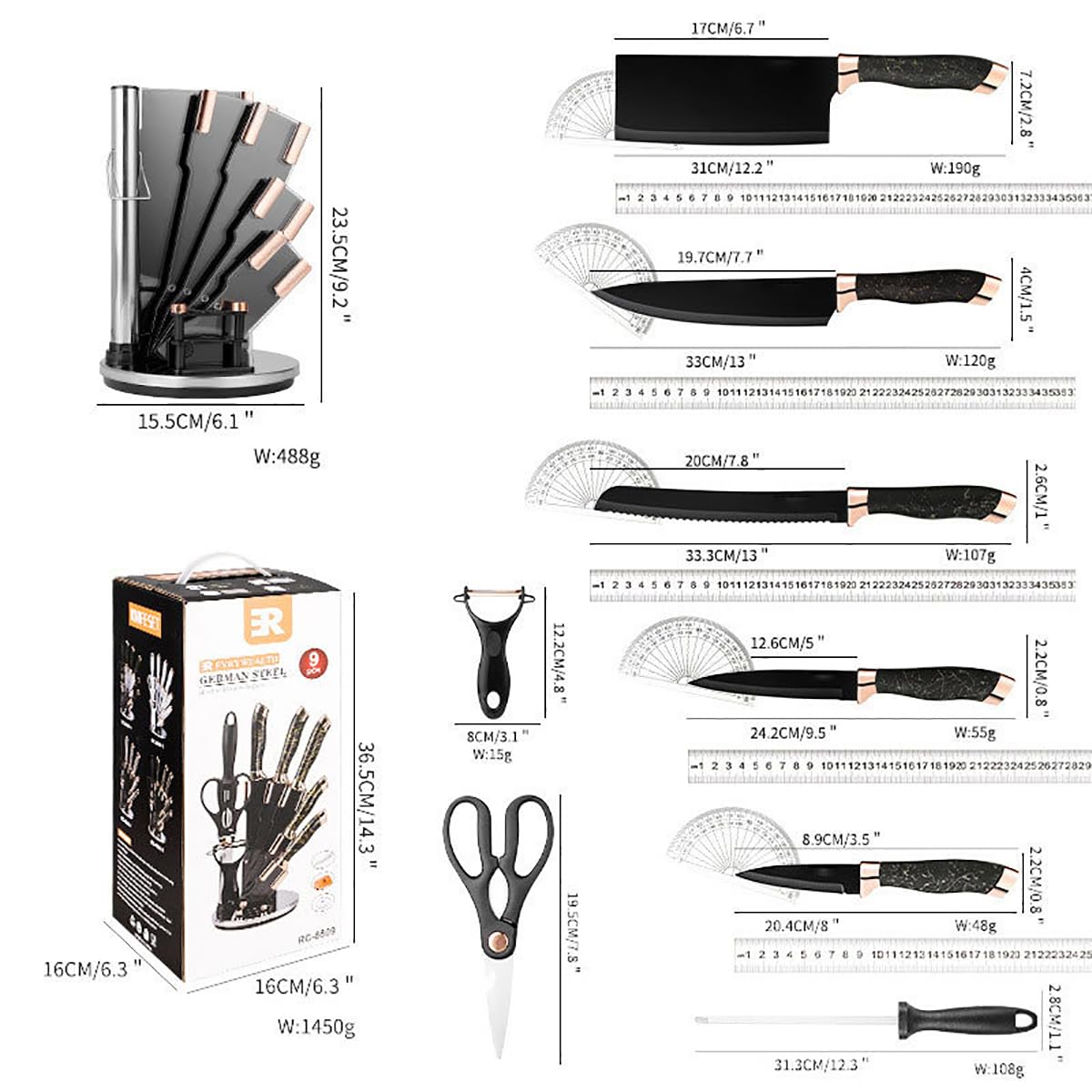9pc Knife Set