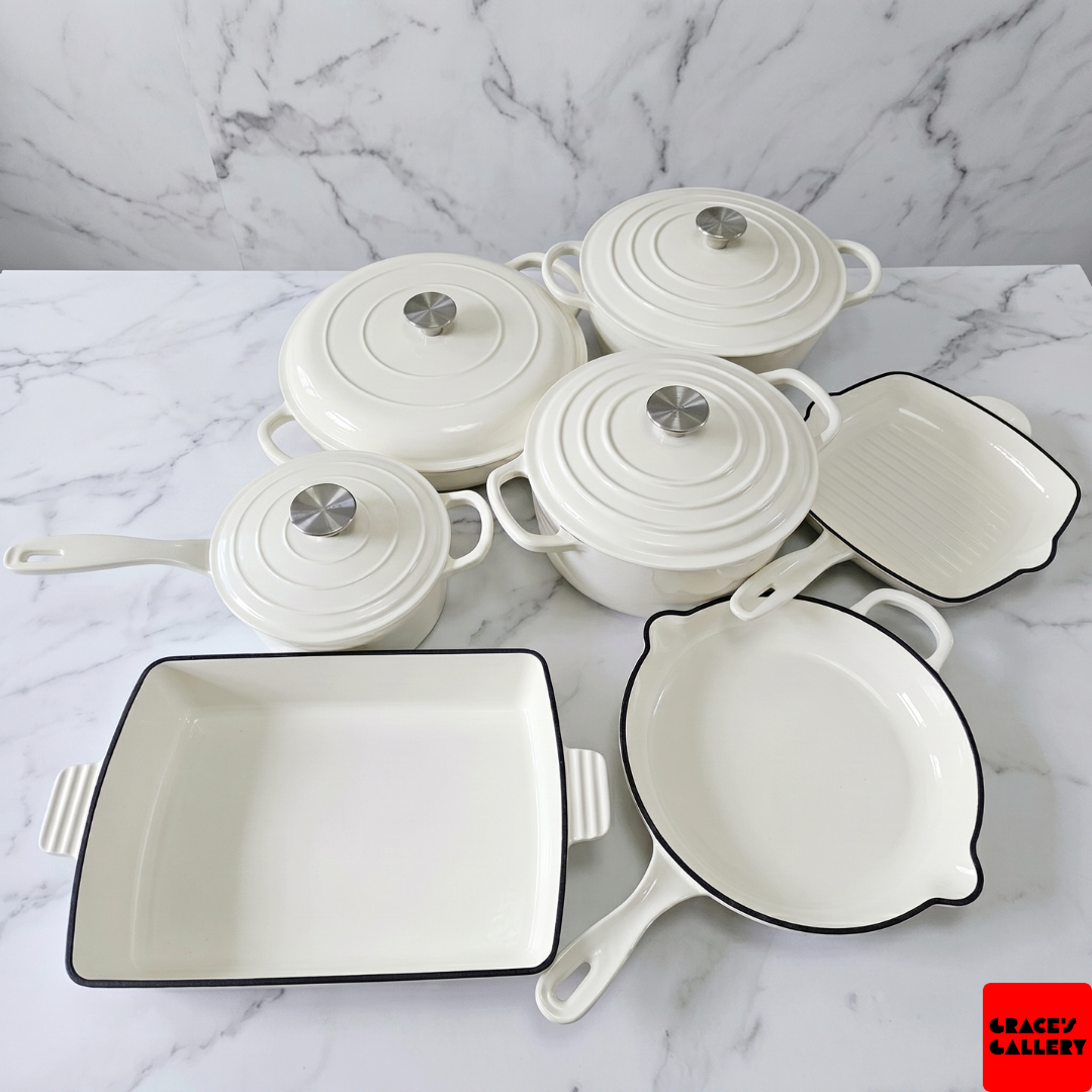 Leopard 11-Piece Enameled Cast Iron Cookware Set