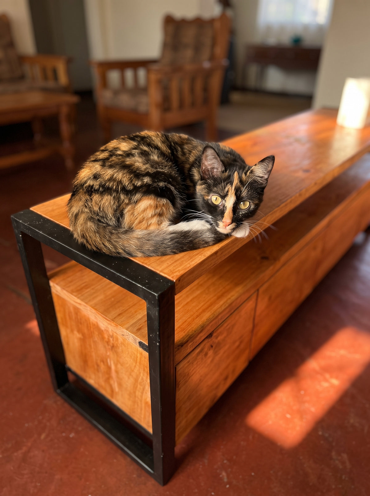 Industrial Pine Wood Media Console