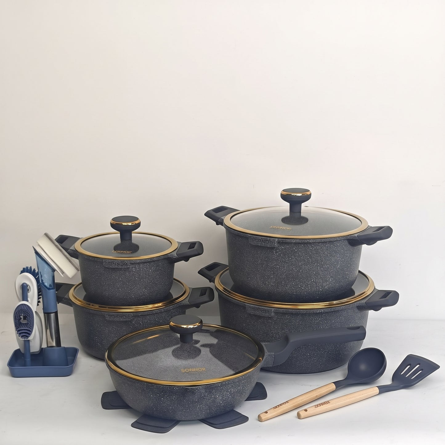 Donnor: Vera 15-Piece Granite Cookware Set [plus 1 Free frying pan]