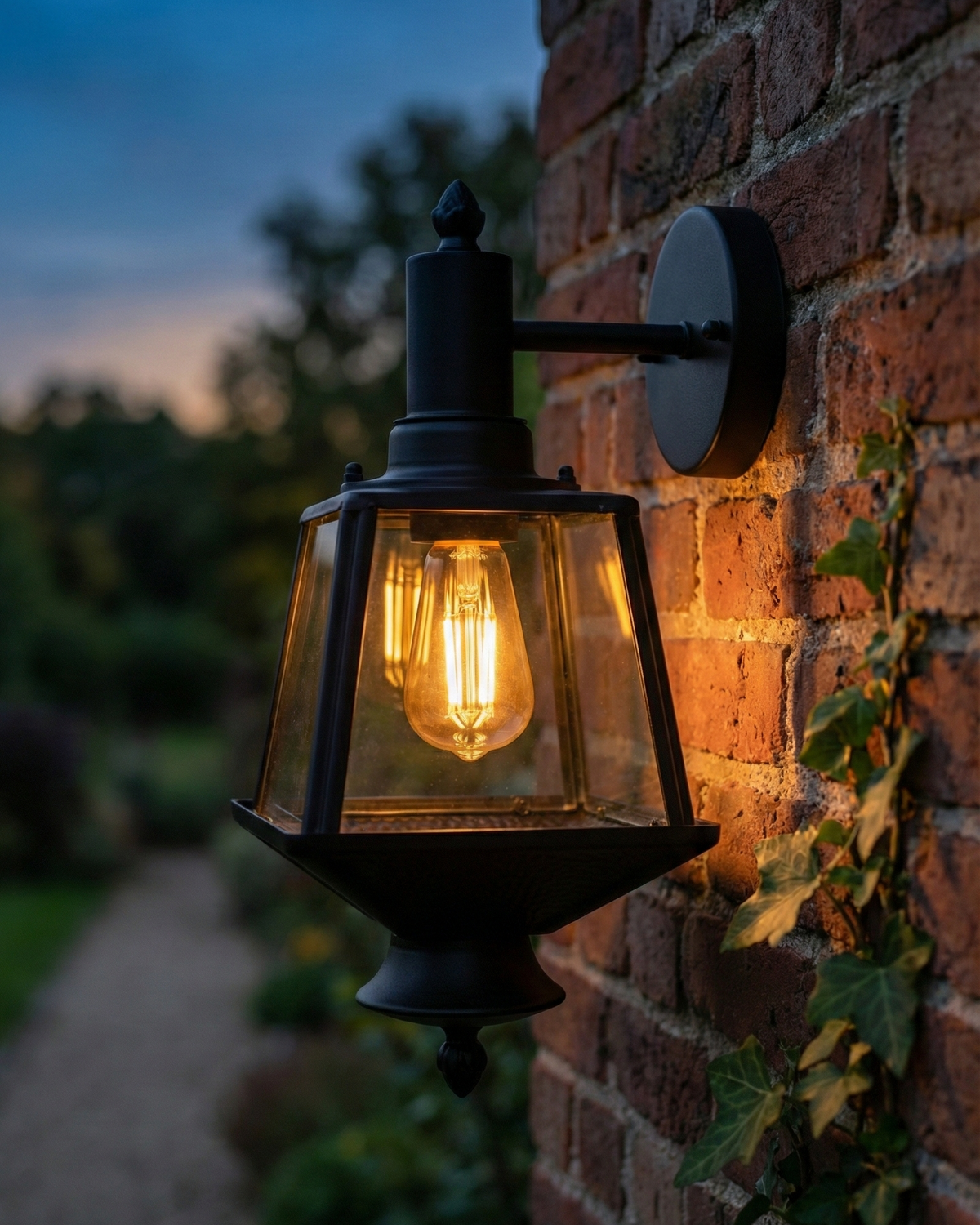 12625/1 Black Tapered Outdoor Wall Lantern