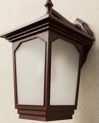 W-913 Classic Coffee Outdoor Wall Lantern – Elegant Frosted Glass Sconce