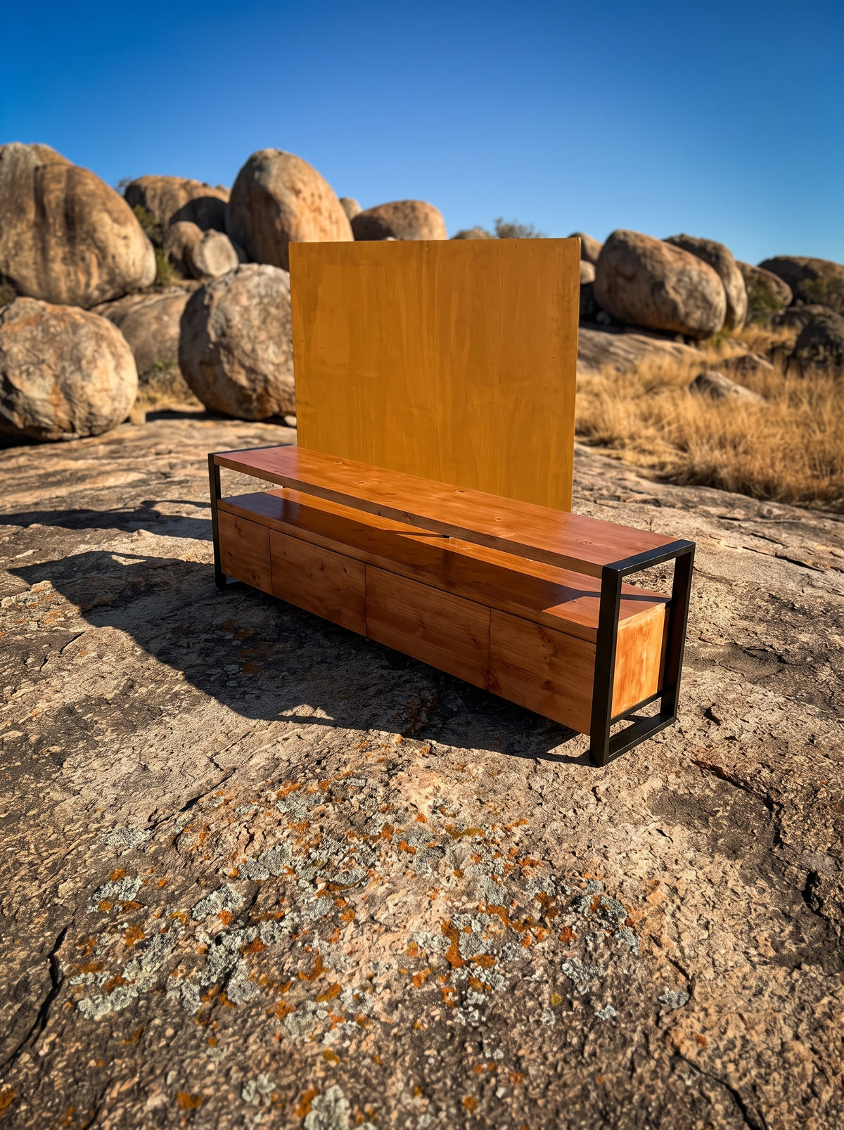 Industrial Pine Wood Media Console