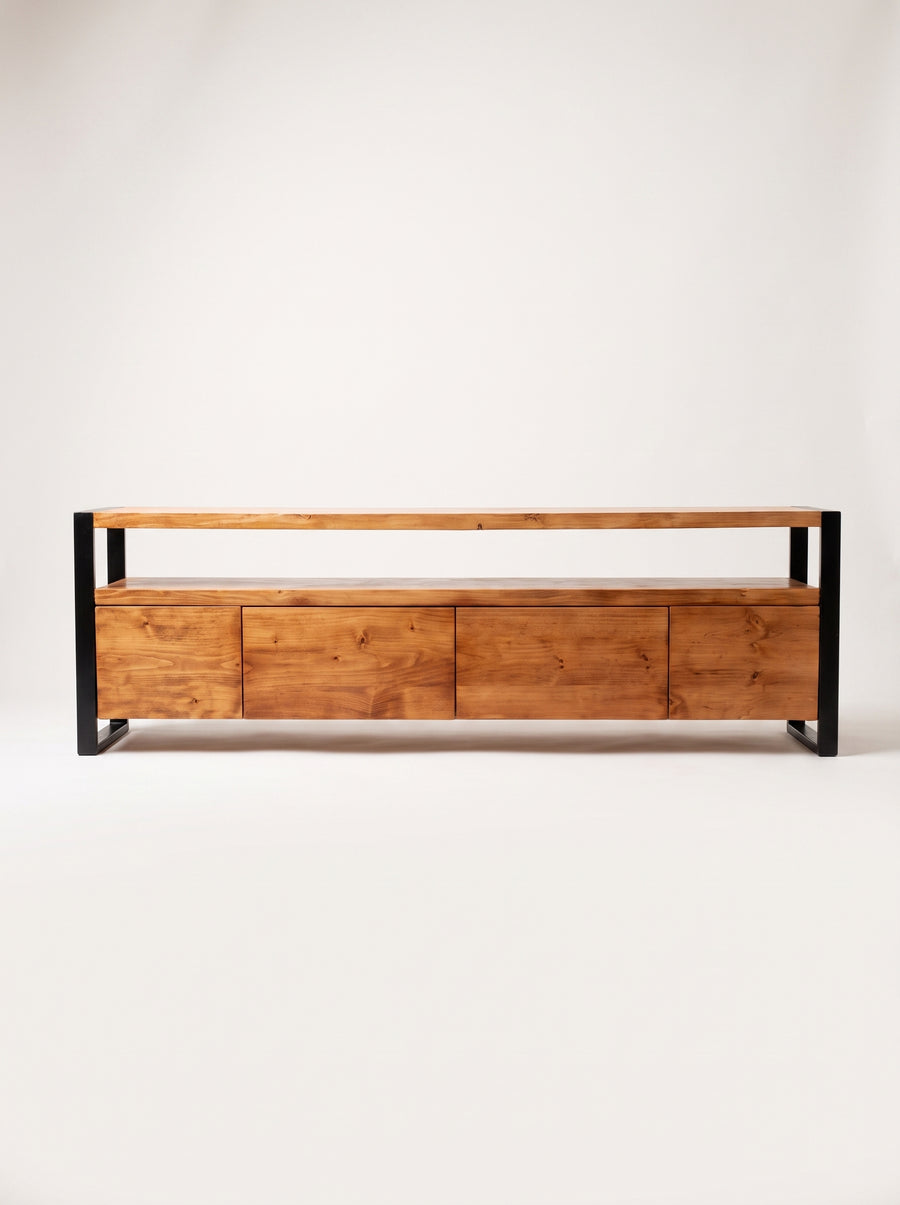 Industrial Pine Wood Media Console