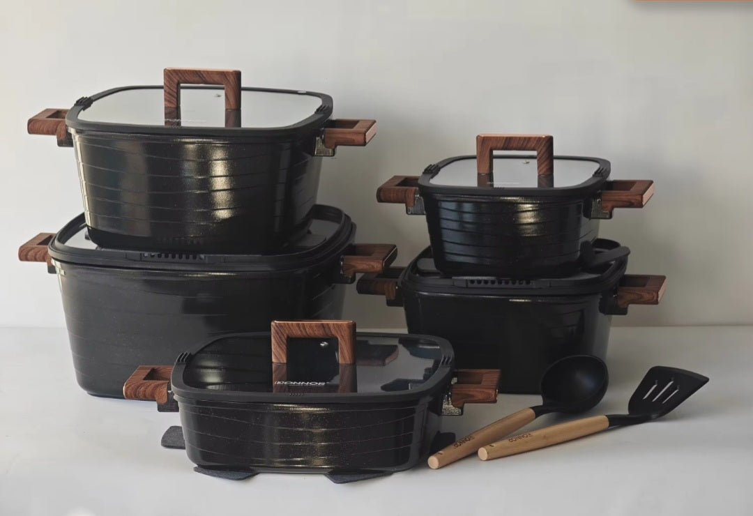 Donnor: 12-Piece Granite Square Cookware Set (Induction Ready)