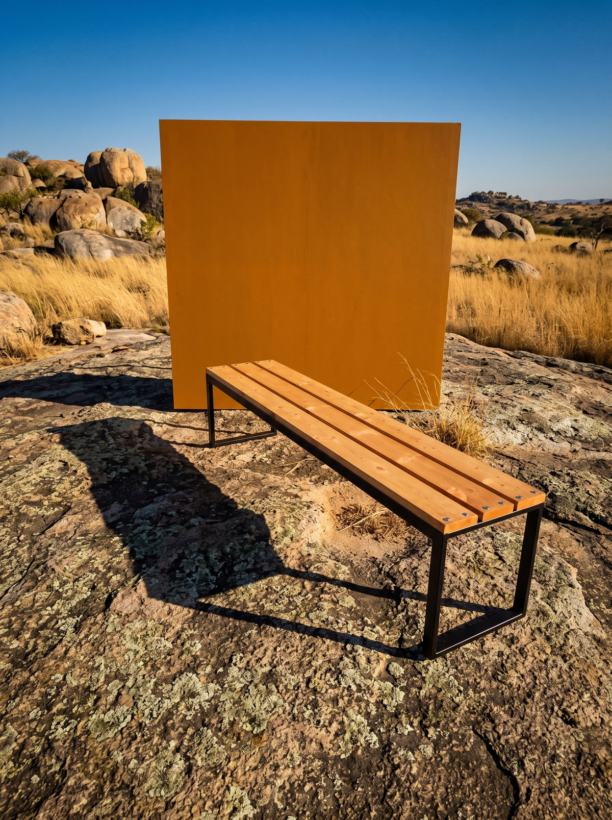 Minimalist Slat Wood Bench