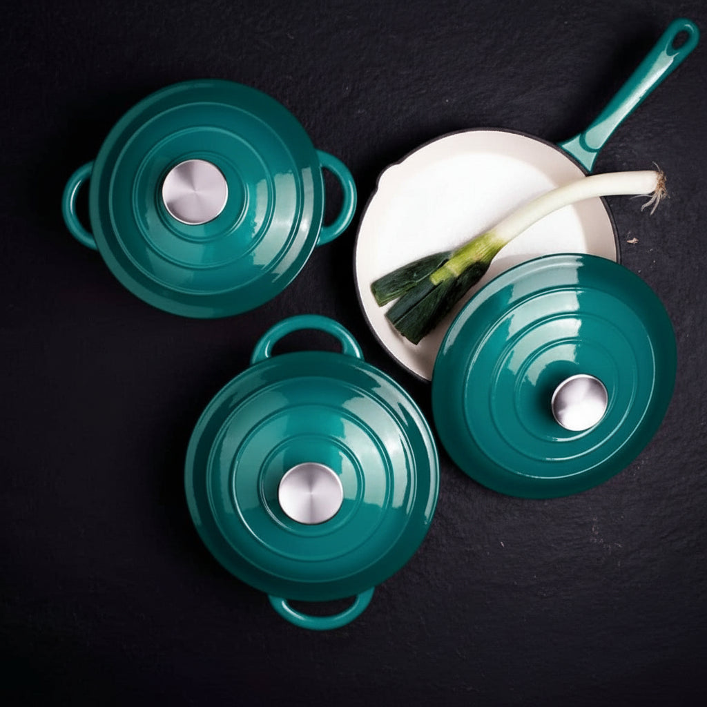 Leopard 7-Piece Enameled Cast Iron Cookware Set