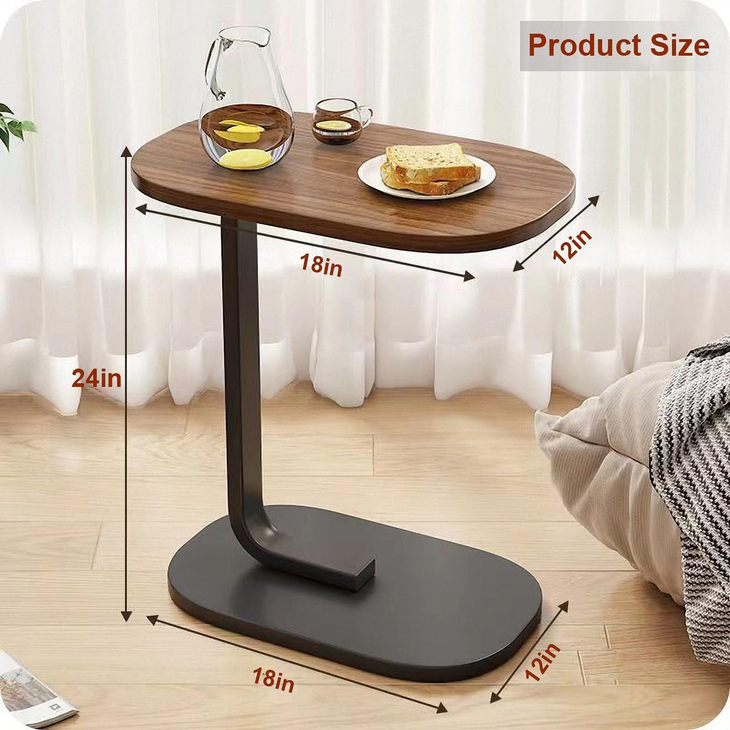 C-Shaped Sofa Side Table | Laptop & Snack Table